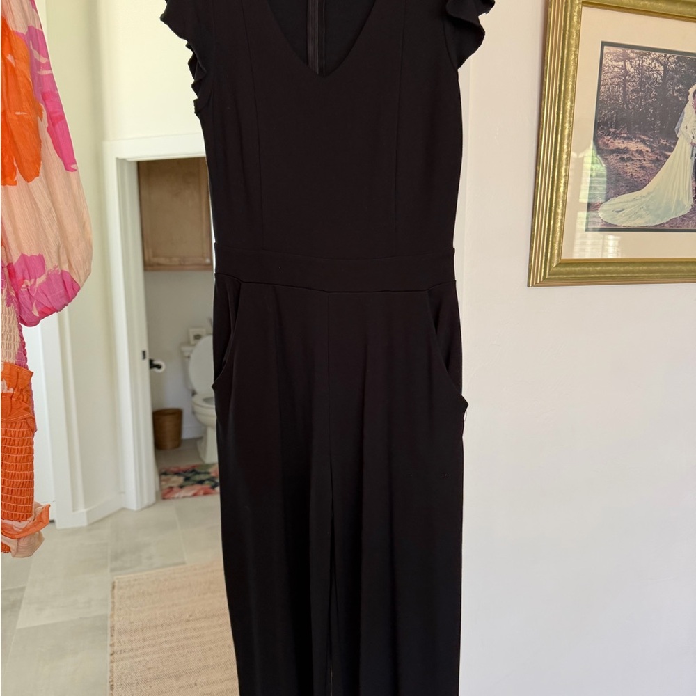 Black V-Neck Jumpsuit with Flutter Sleeves